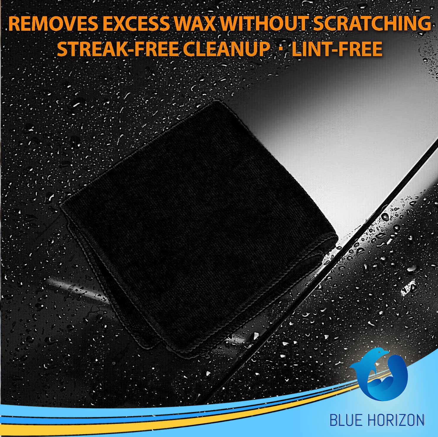 Premium Blue Horizon Microfiber Cleaning Cloths - 36 Pack Ultra Soft Reusable Wash Towels for Car Detailing, Household & Commercial Use | 16x16 Inch Plush Cleaning Rags for Dusting, Polishing & Stain Removal (Black)