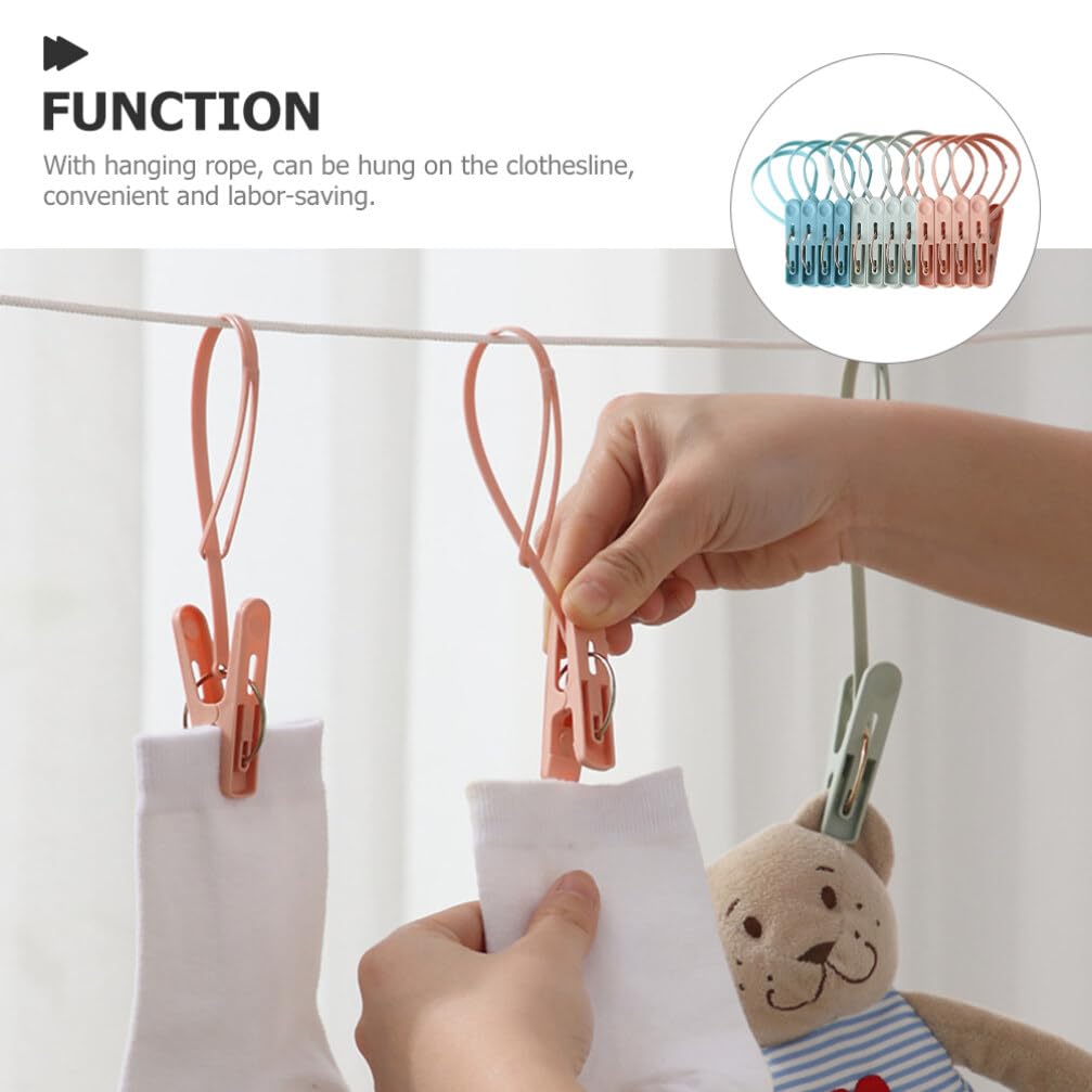 12pcs Windproof Clothes Clips - Multipurpose Drying Socks Clips, Clothespins for Laundry, Travel & Clothesline - Perfect for Outdoor Drying, Camping & Washing Clothes