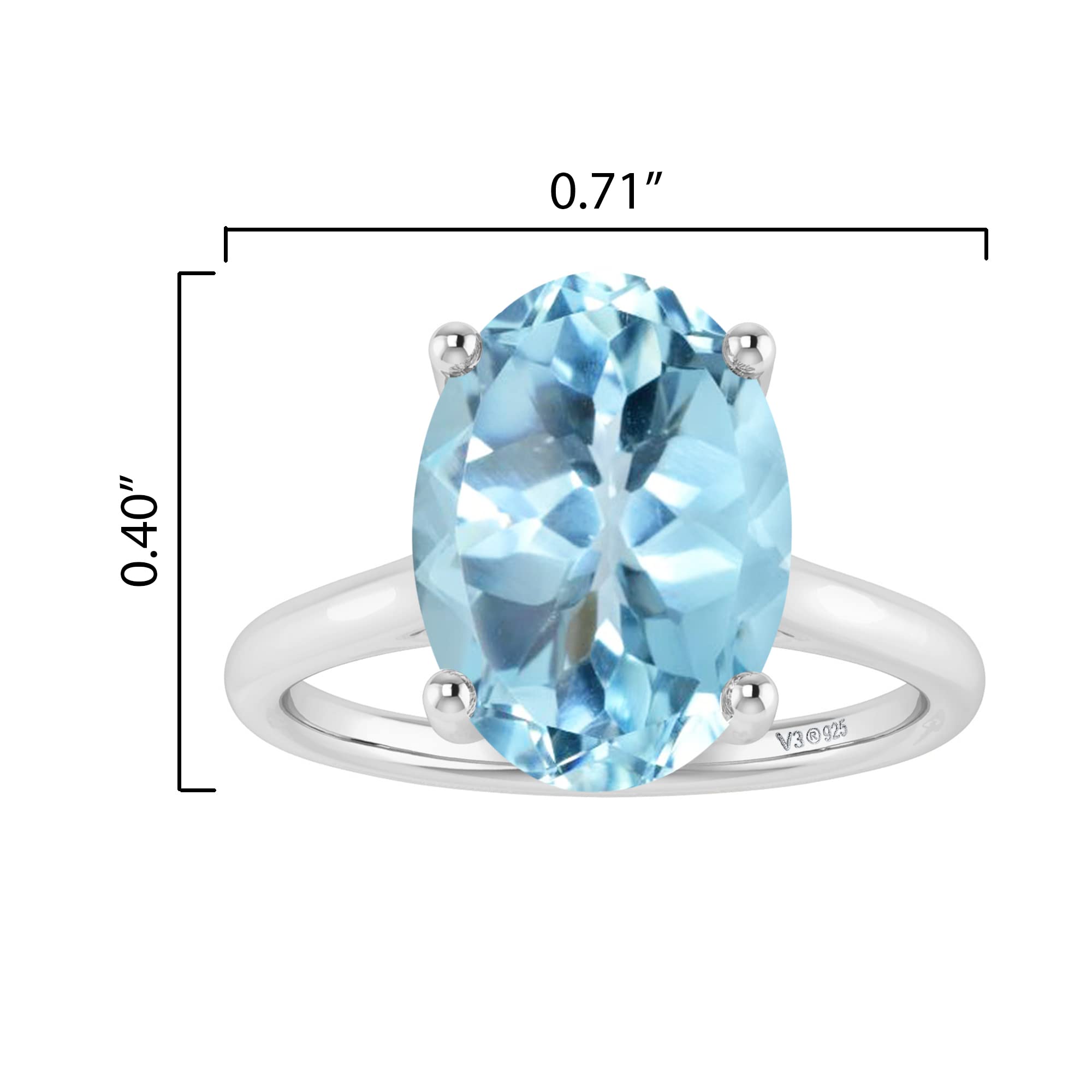 Natural Sky Blue Topaz Sterling Silver Oval Solitaire Ring – Elegant Jewelry for Women, Perfect for Engagement, Wedding, Anniversary & Special Occasions