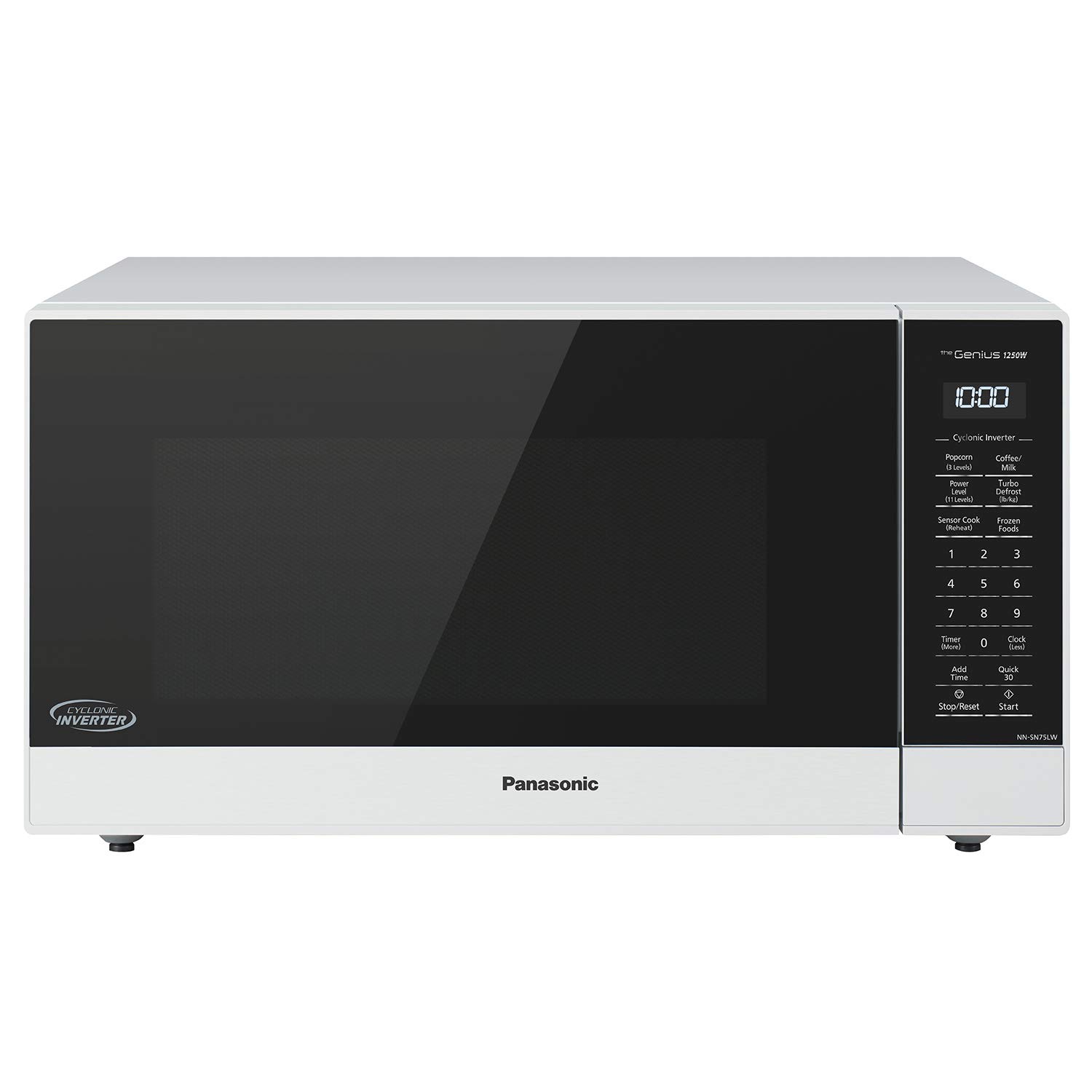 Panasonic NN-SN75LW 1.6 cu.ft 1250W Countertop Microwave Oven with Cyclonic Inverter & Genius Sensor Cooking - White | Compact Space-Saving Design for Small Kitchens, Dorms & Offices