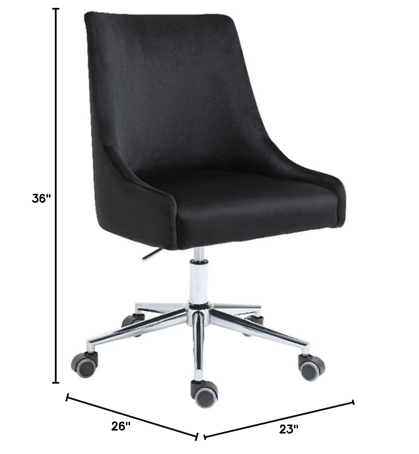 MAKLAINE Modern Velvet Swivel Adjustable Office Chair - Ergonomic Desk Chair with Lumbar Support, Black - Perfect for Home Office, Gaming, and Workspace