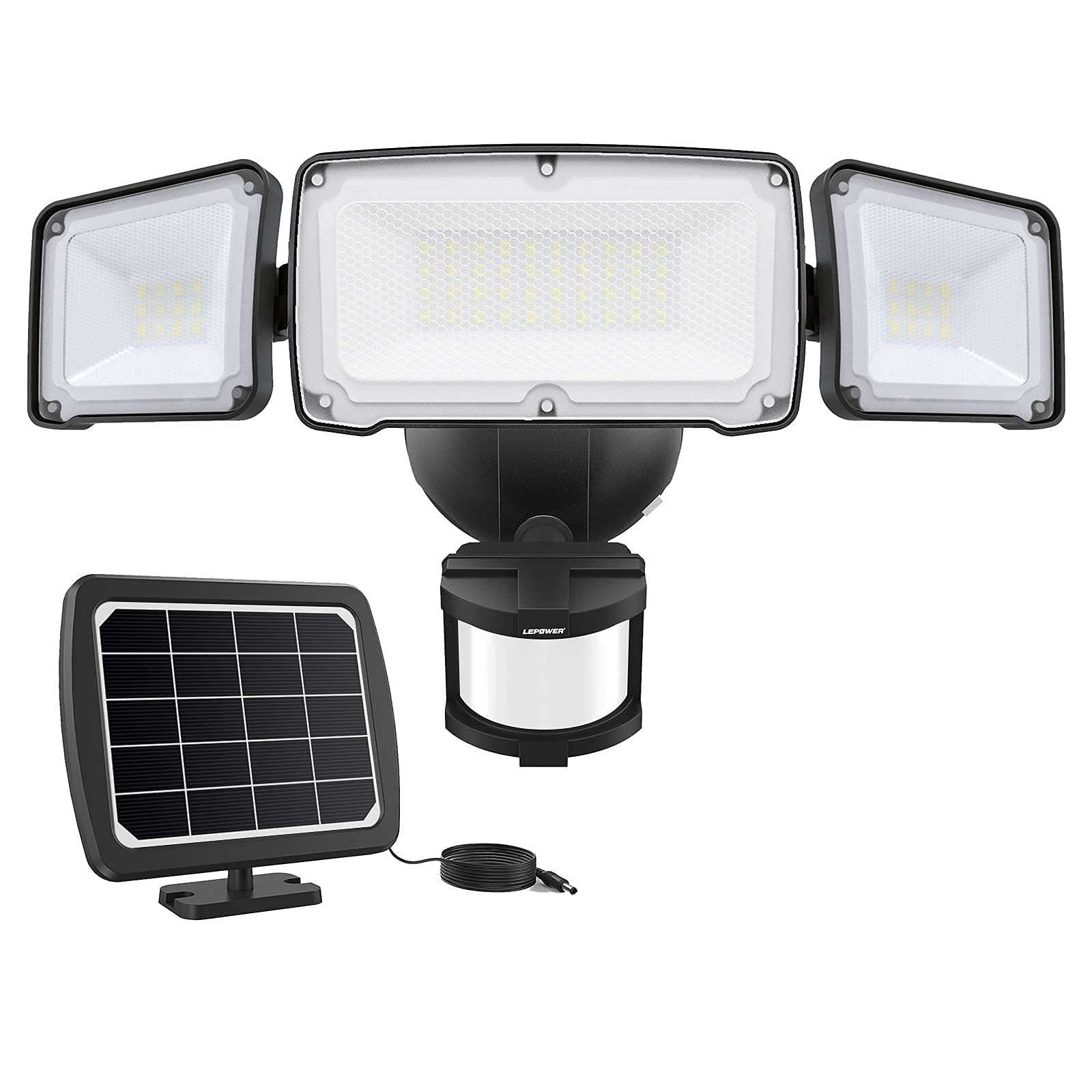 LEPOWER 2-Pack 1600LM Solar Security Lights with Motion Sensor - Outdoor LED Solar Lights in Black & 1000LM Brown for Yard, Garden, Pathway, and Driveway Lighting