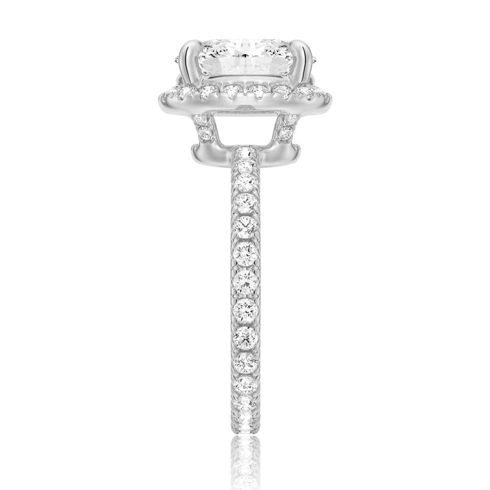 Oval Cut Micropavé Halo Moissanite Engagement Ring with Diamond Eternity Band - Perfect for Proposals, Weddings & Anniversary Gifts