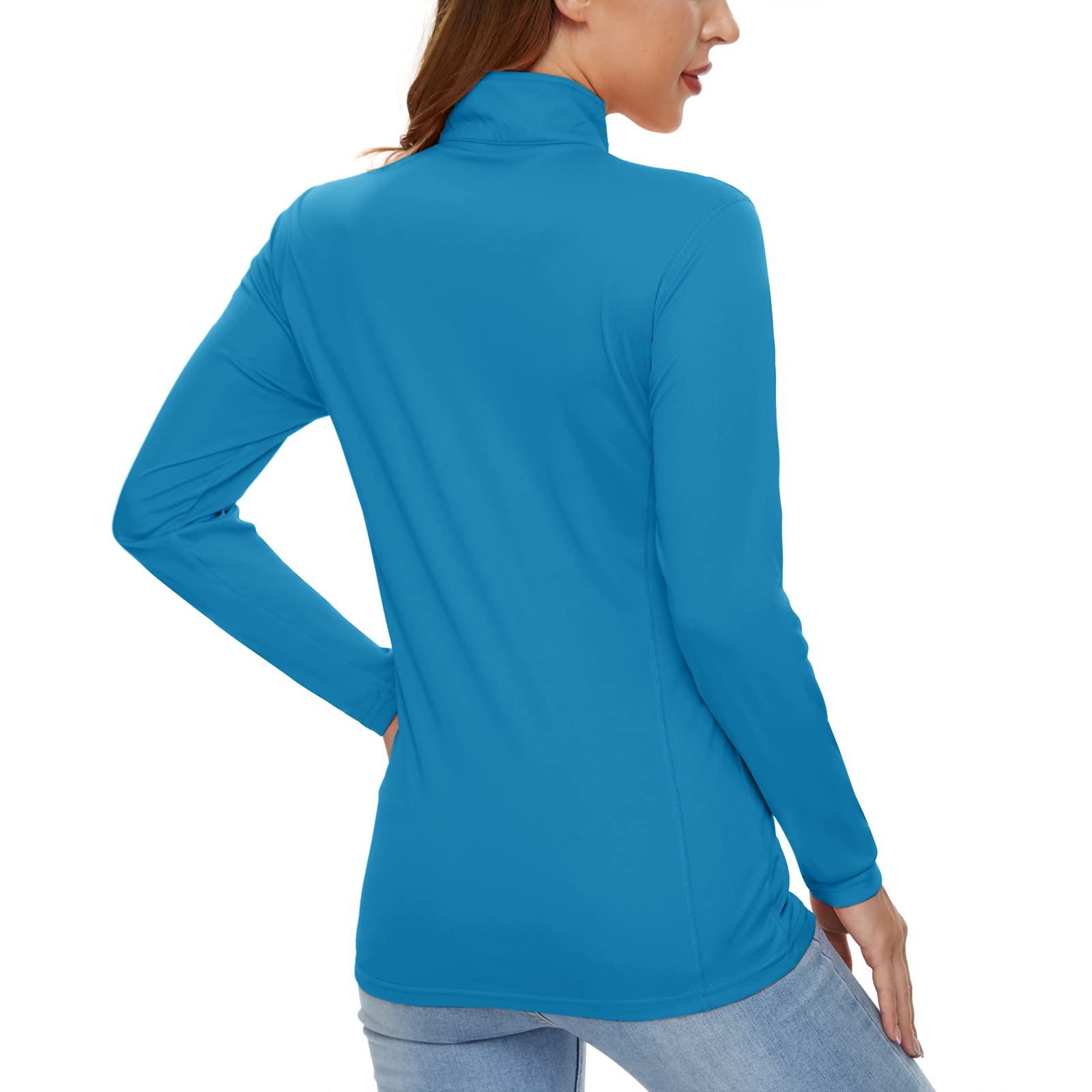 CRYSULLY Women's UPF 50+ Sun Protection Long Sleeve Shirt - 1/4 Zip Quick Dry Hiking Top for Summer Outdoor Activities, Running, Camping & Travel