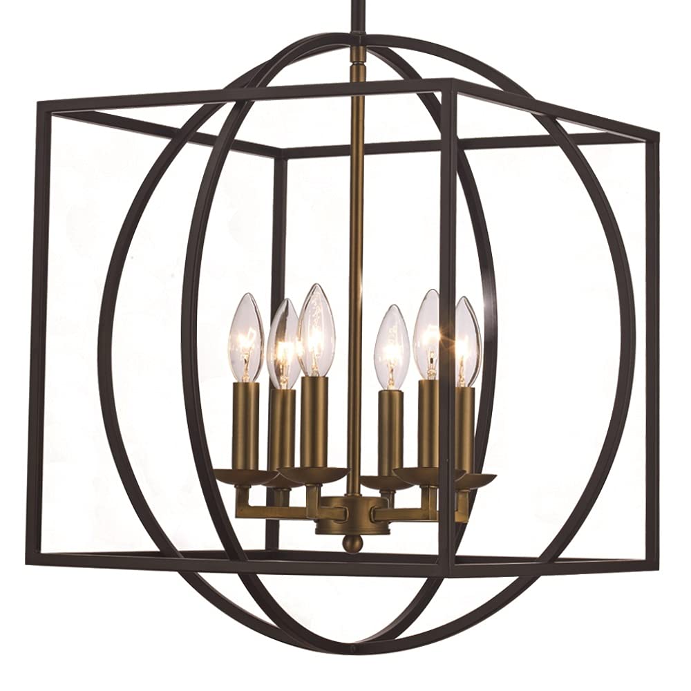 TRANS GLOBE Chattanooga 6-Light Square Candle Chandelier - Modern Farmhouse Ceiling Light Fixture for Dining Room, Living Room & Bedroom