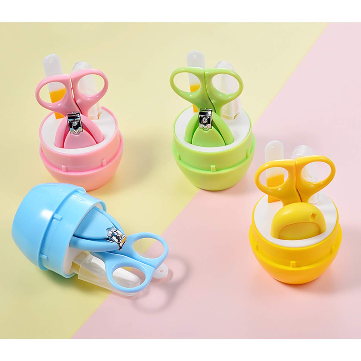 4-in-1 Transparent Lid Baby Nail Care Kit with Clippers, Scissors, Nail File & Tweezers - Safe Grooming Set for Newborns, Infants & Toddlers (Yellow) | Perfect for Gentle At-Home Baby Nail Trimming & Care