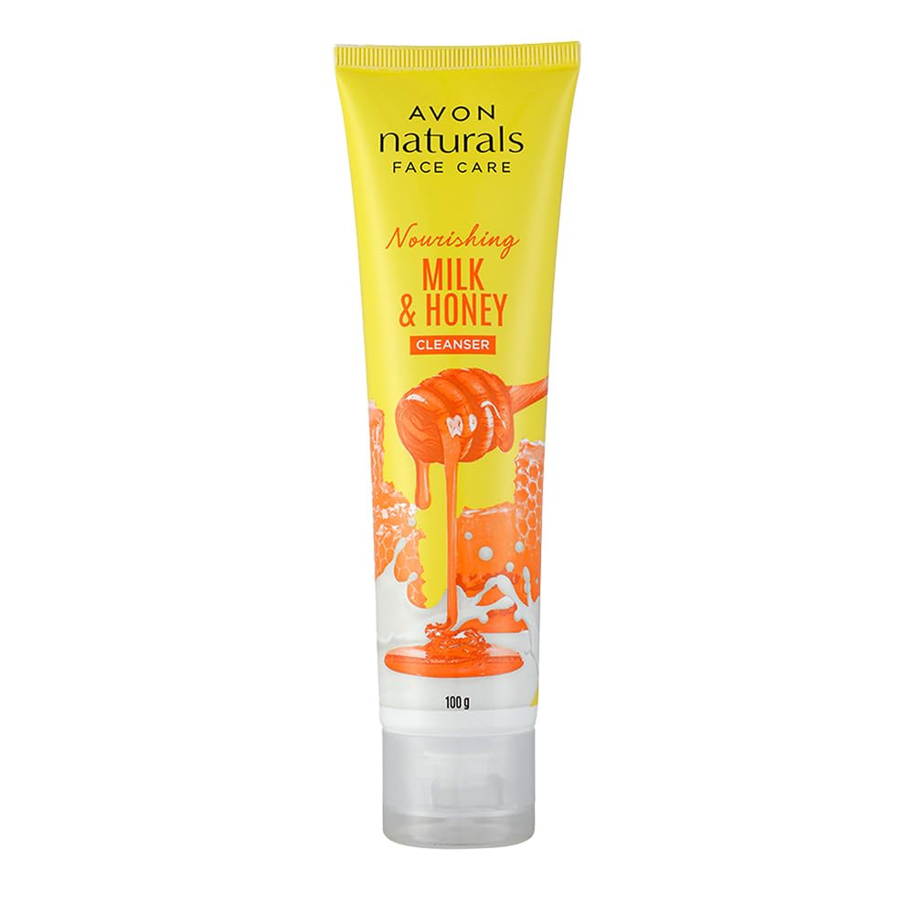 AVON Naturals Honey & Milk Nourishing Cleanser - Deep Hydration for Dry Skin | Rejuvenating Face Wash for Soft, Supple Skin | 100g | Perfect for Daily Skincare Routine & Post-Workout Refreshment