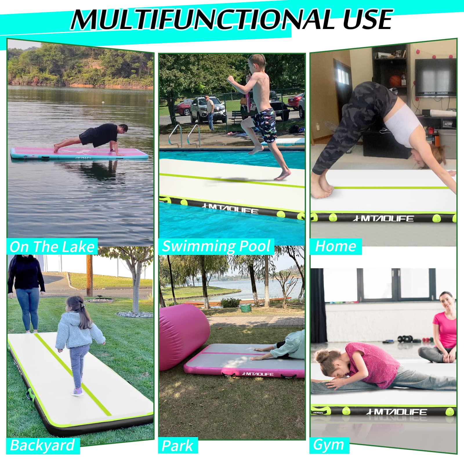 Inflatable Gymnastics Air Roller & Tumble Barrel Mat - Yoga Backbend Trainer for Cheerleading, Home Workouts & Kids Tumbling Practice - Perfect for Yoga Studios, Gymnastics Training & Indoor Fitness