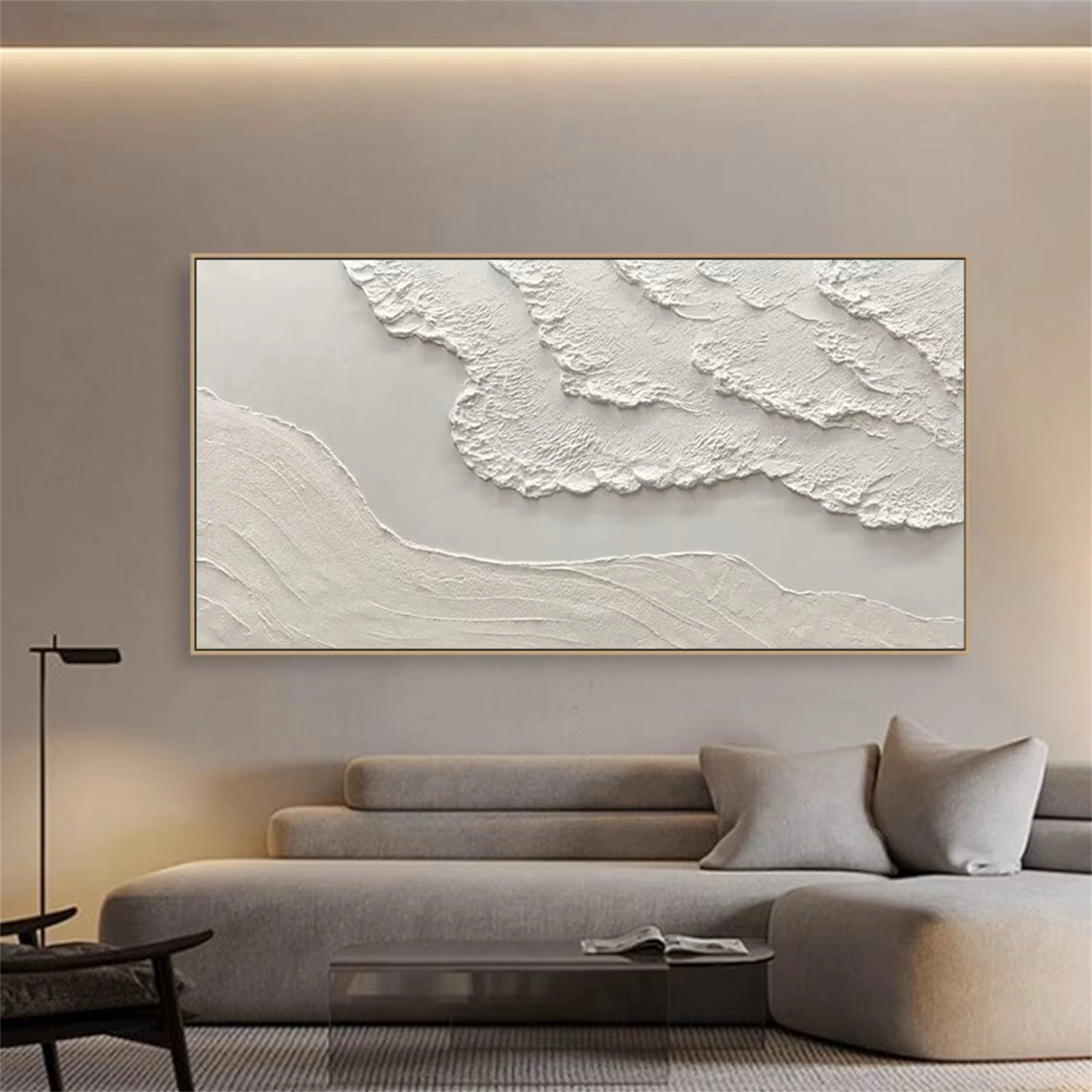 Minimalist Beige Textured Wall Art - Modern Abstract Canvas Painting for Living Room, Bedroom & Office Decor #MM103