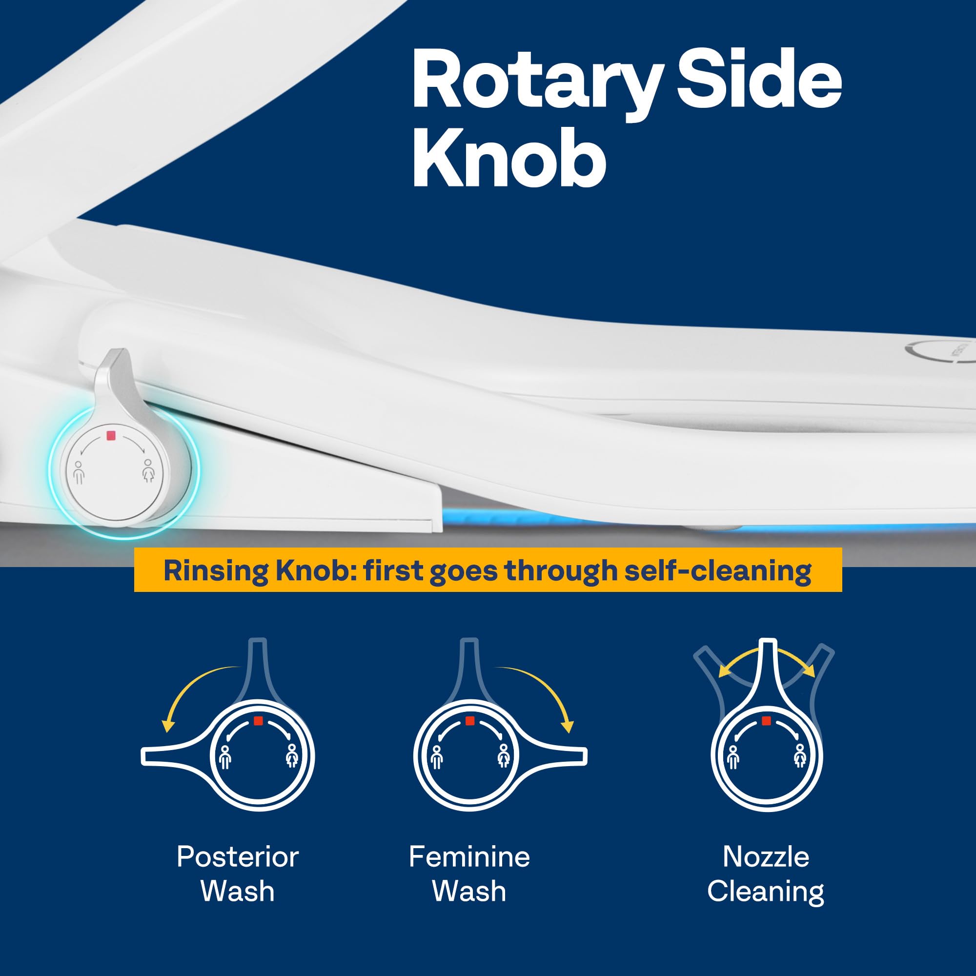 VIVOHOME Smart Heated Bidet Toilet Seat with Remote Control - Self-Cleaning Dual Nozzles for Rear & Front Wash - Adjustable Temperature & Warm Air Dryer - Soft Close Lid & Nightlight - Perfect for Modern Bathrooms & Elderly Care