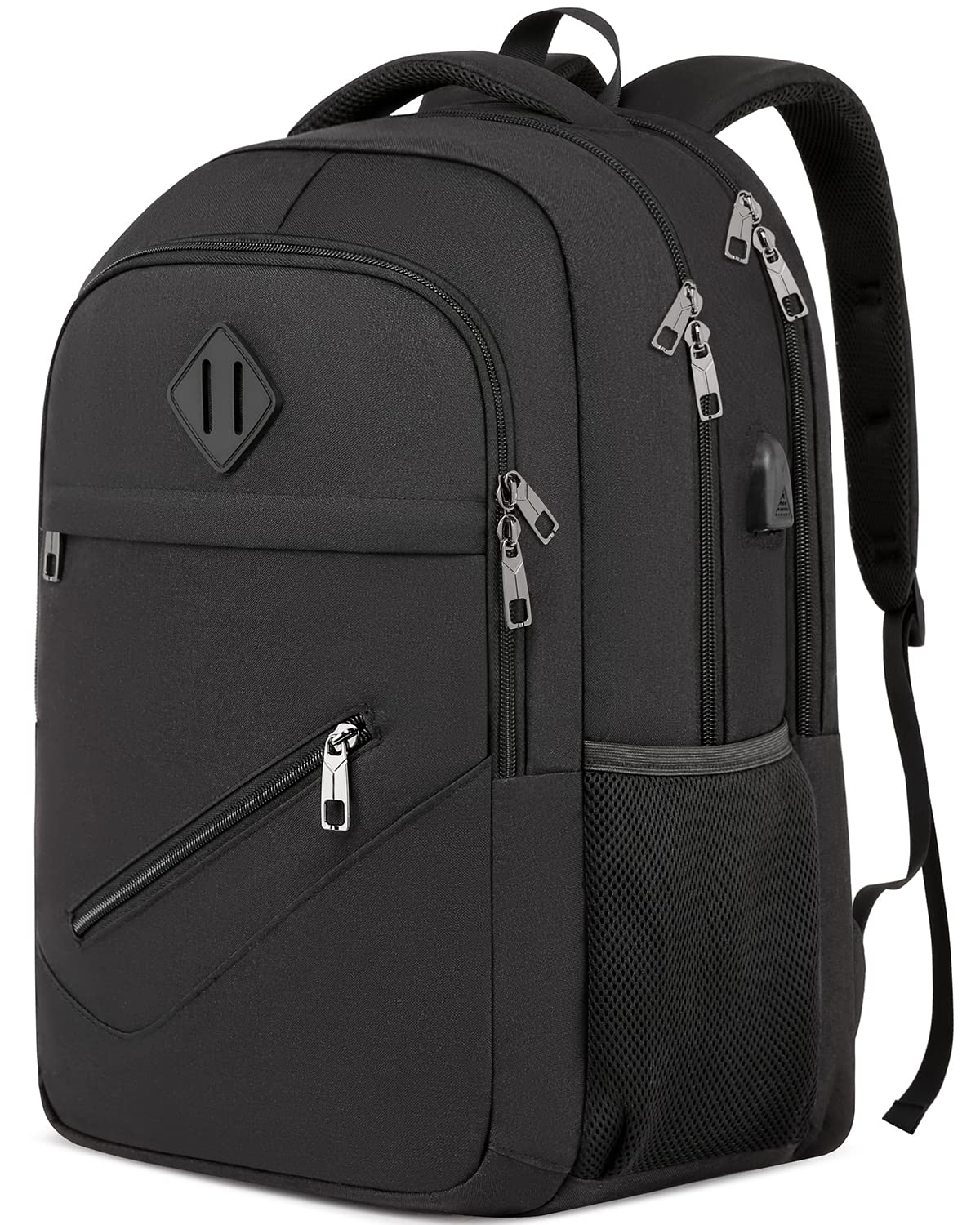Durable Anti-Theft Water Resistant Laptop Backpack for Men & Women - 15.6 Inch USB Charging Travel Backpack for School, Work & College Students - Perfect Gift for Teen Boys & Girls (Black) - Ideal for Commuting, Business Trips & Campus Life