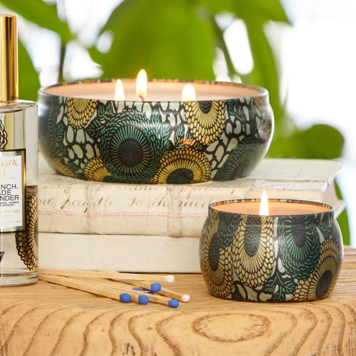 French Cade Lavender 3-Wick Tin Candle - Aromatherapy Scented Candle for Home, Spa & Relaxation - Perfect for Living Room, Bedroom & Bathroom Decor