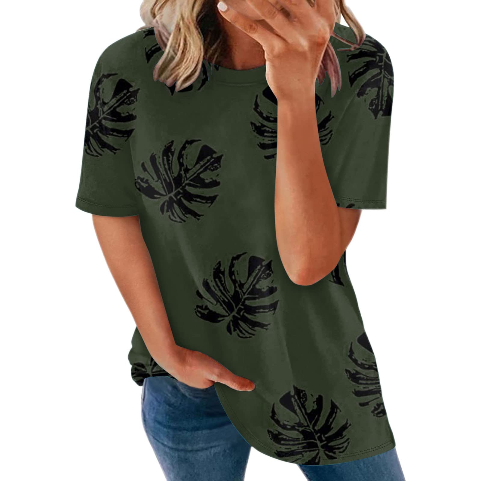 Women's Summer Casual Short Sleeve Flowy T-Shirt - V-Neck Loose Fit Blouse for Outdoor, Travel & Everyday Wear