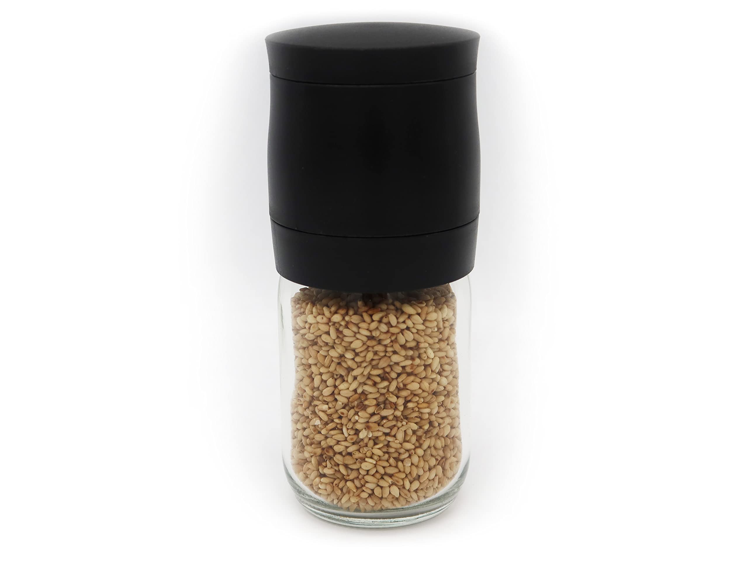 Premium Japanese Black Glass Sesame Seed Grinder - Durable Manual Sesame Mill for Fresh Spices (1oz Capacity) - Perfect for Baking, Cooking & Garnishing Dishes