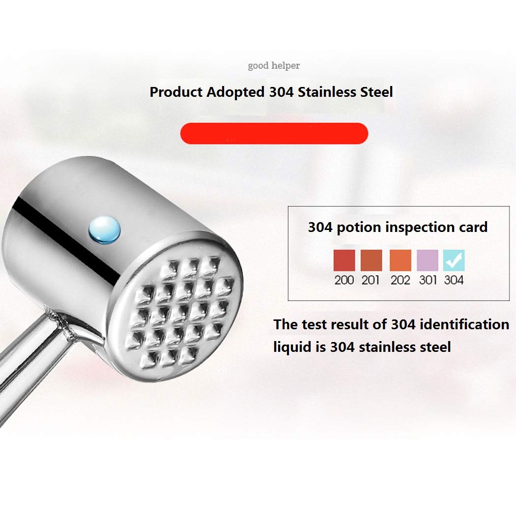 Stainless Steel Meat Tenderizer Hammer - Heavy Duty Kitchen Mallet for Beef, Chicken & Pork - Perfect for Grilling, BBQ & Home Cooking