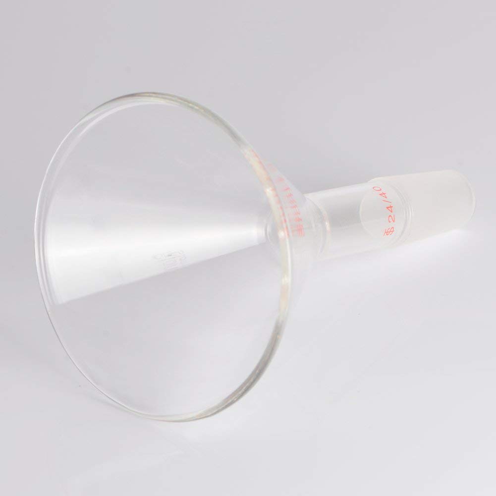 StonyLab Glass Short Stem Powder Funnel - 100mm Top Outer Diameter, 24/40 Inner Joint - Premium Filter Funnel for Chemistry Labs & Essential Oil Distilling