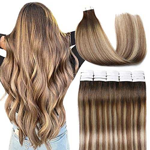20 Pcs 50 Grams Tape in Human Hair Extensions - Remy Hair for Natural Look & Volume - Perfect for Daily Wear, Parties & Special Occasions