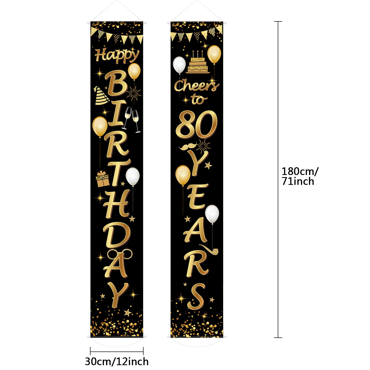 2-Pack 80th Birthday Party Decorations Set - Cheers to 80 Years Banner & Welcome Porch Sign for Milestone Celebrations - Perfect for 80th Birthday Parties, Retirement Celebrations & Anniversary Decor