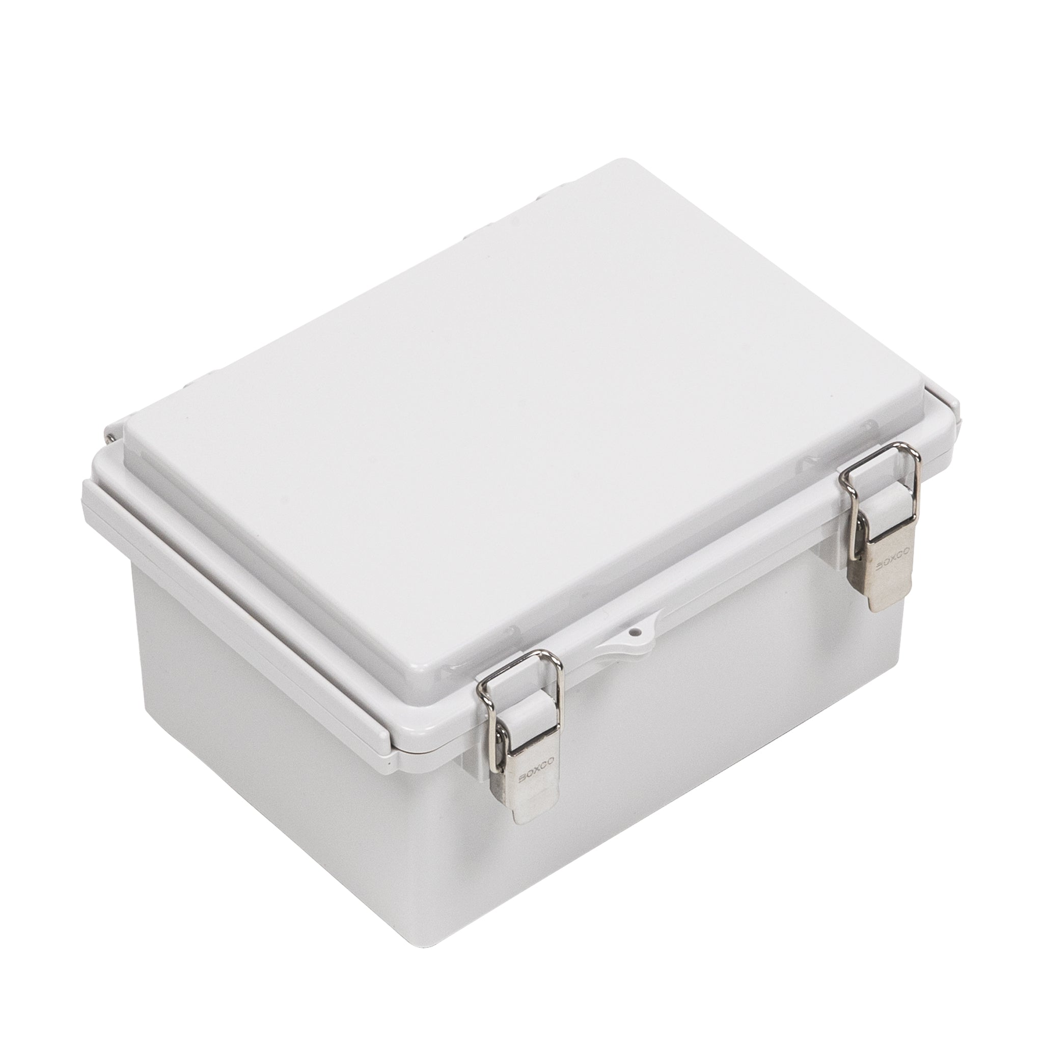 Boxco P Series Waterproof Plastic Enclosure - 5.31 x 7.28 x 3.94 Inches (135 x 185 x 100mm) - IP67 & IK08 Rated ABS Grey Case with Molded Hinge & Latch - Ideal for Outdoor Electronics, Industrial Equipment & Electrical Component Protection
