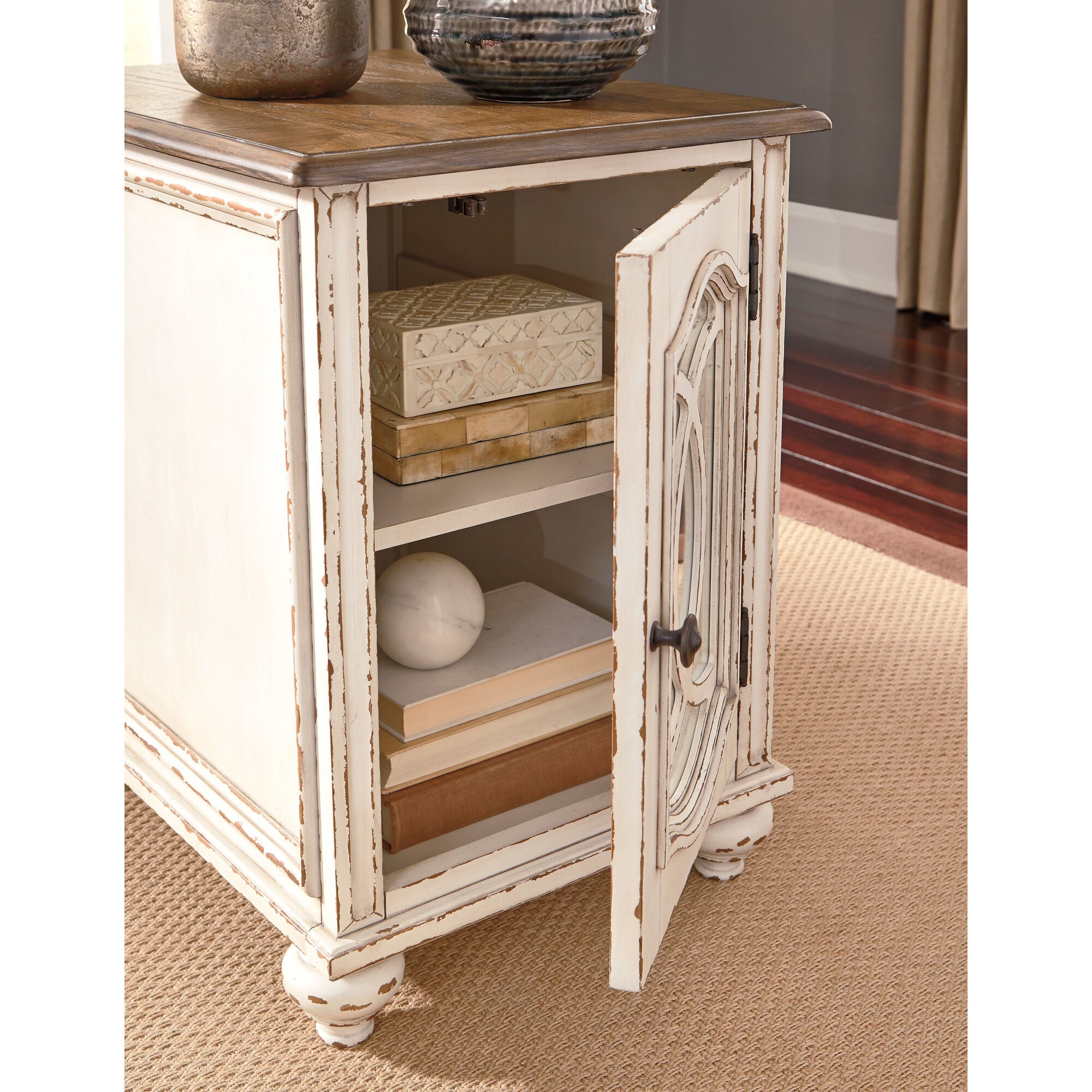 Realyn Mirror Accent Table - Stylish Bedside or Living Room End Table for Home Decor