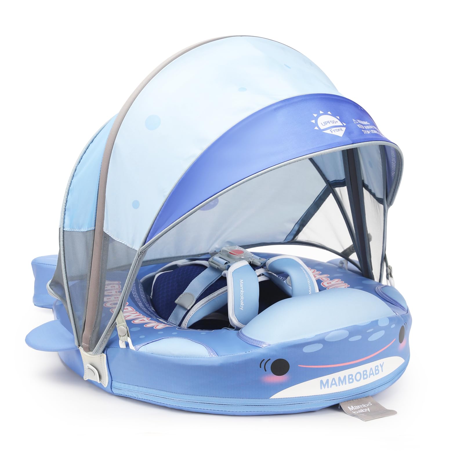 **Mambobaby Baby Pool Float with Canopy & Shark Tail – Non-Inflatable Solid Infant Swim Float – Soft, Waterproof & Skin-Friendly – Safe for 3-24 Months Baby Boys & Girls – Perfect for Beach, Pool & Summer Water Play**