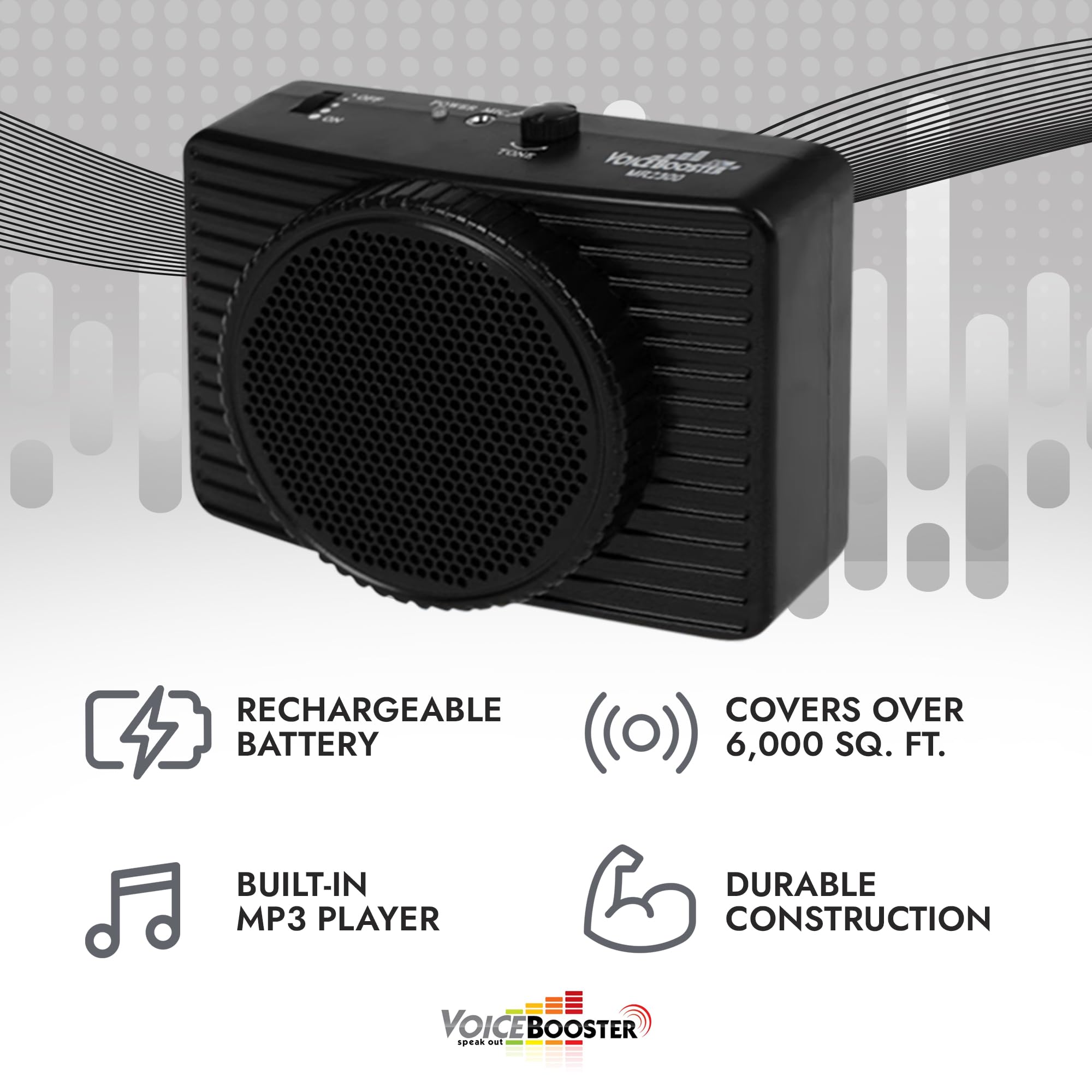 Portable Voice Amplifier with Microphone Headset - 20W Wearable Megaphone Speaker for Teachers, Tour Guides, Public Speaking & Presentations - Black MR2300 | Ideal for Classrooms, Outdoor Tours & Large Group Communication