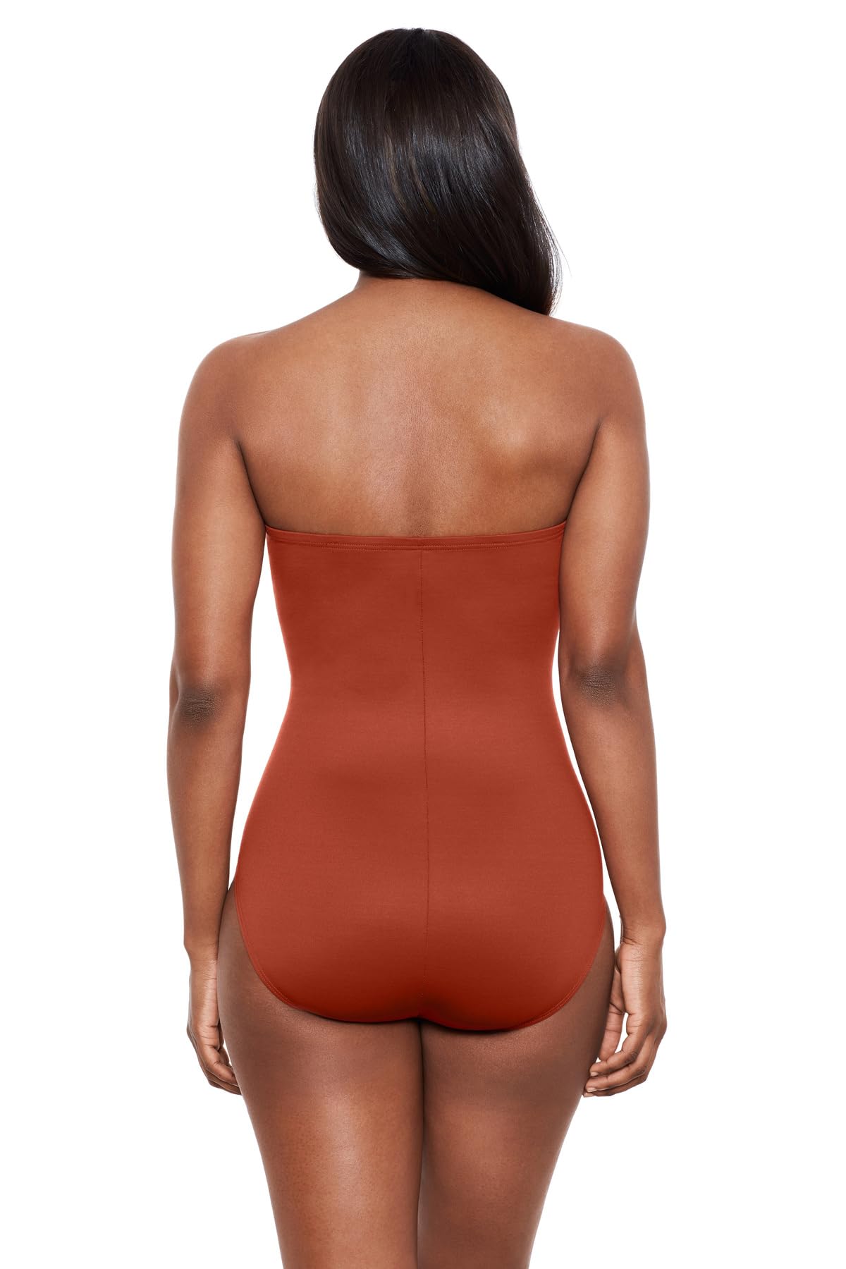 Miraclesuit Women's One Piece Swimsuit - Rock Solid Madrid Bandeau with Underwire & Detachable Straps | Tummy Control Swimwear for Beach, Pool & Vacation