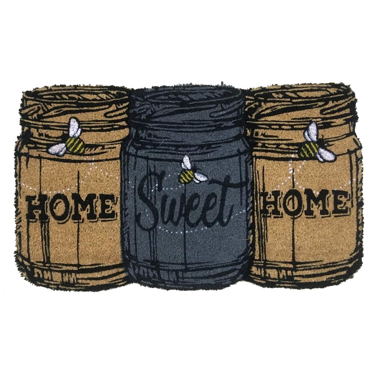 Natural Coir Doormat with Mason Jar Design - 18