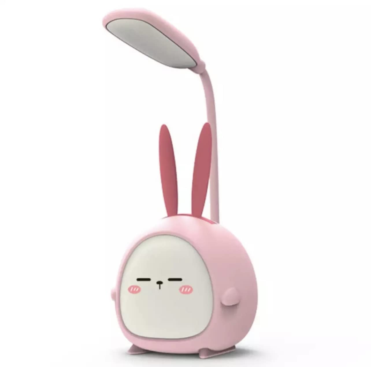 Portable LED Desk Lamp with Night Light - Cute Bunny Foldable USB Rechargeable Reading Light for Kids Bedroom, Bedside, Study, Office - Pink - Perfect for Night Reading & Homework