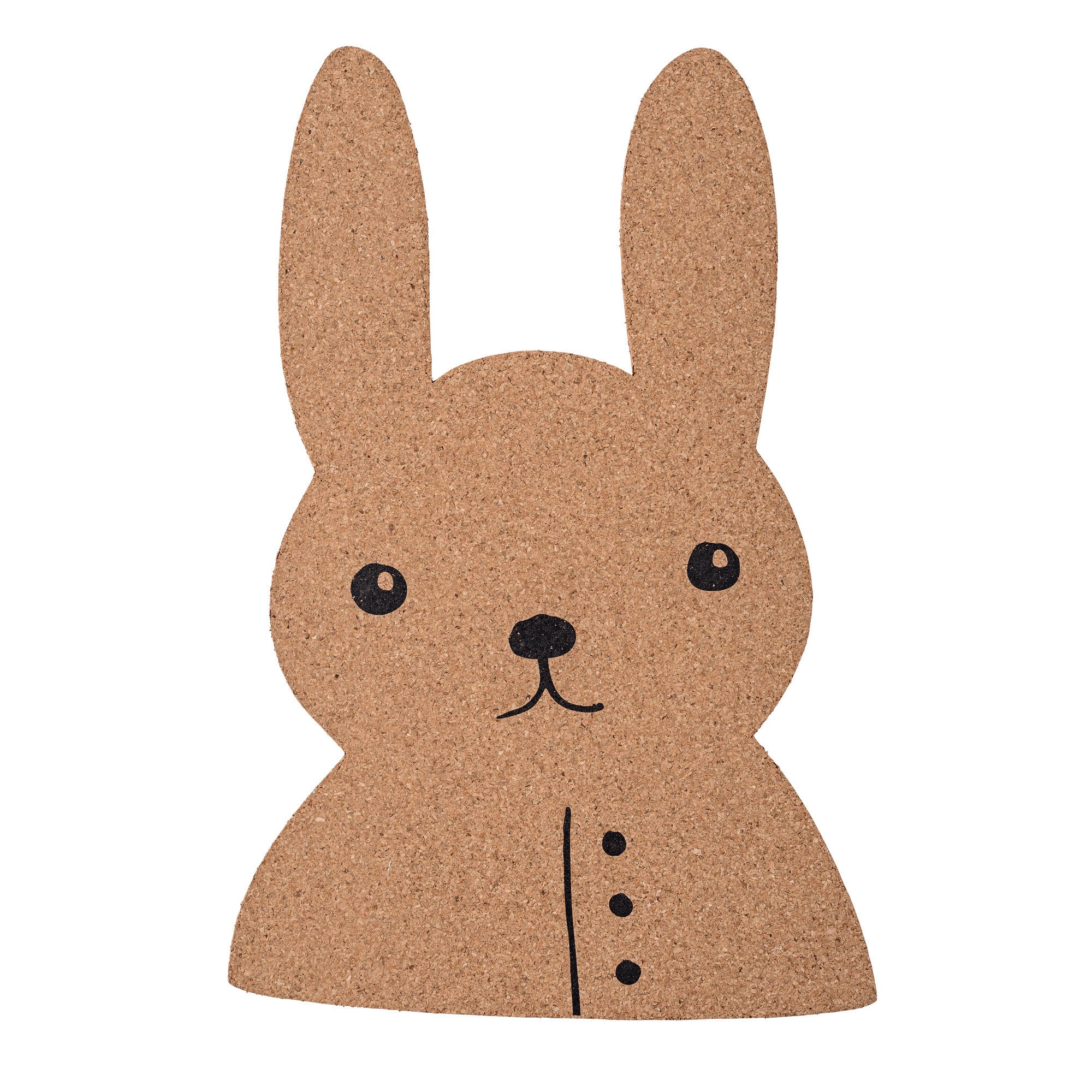 Bloomingville Rabbit Shaped Cork Pin Board - Cute Bunny Bulletin Board for Home Office Decor, Wall Organizer for Notes & Photos - Perfect for Kids Room, Nursery, or Workspace Organization