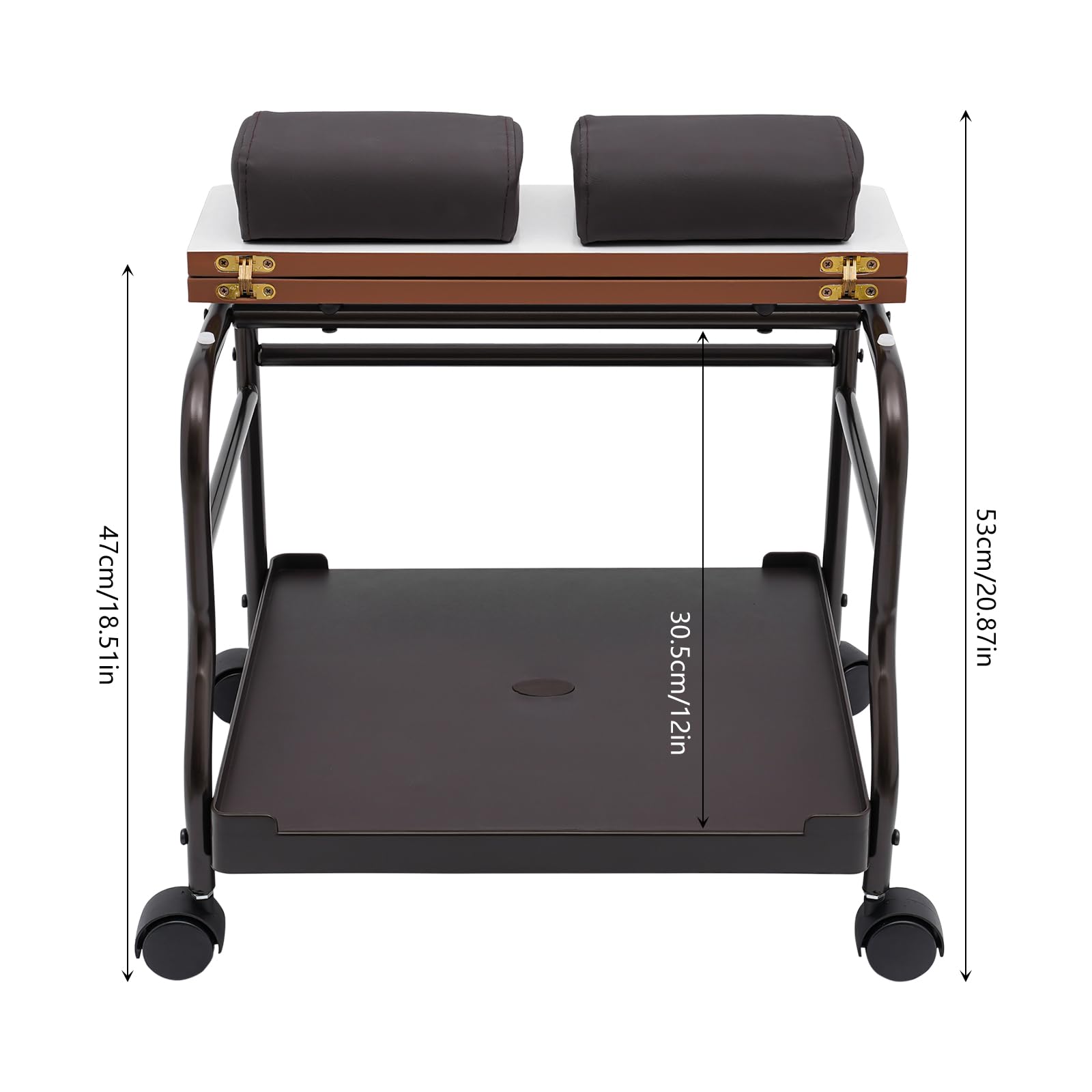 Professional Pedicure Cart with Wheels - Adjustable Foot Rest Stool for Manicure & Massage - Portable Salon Spa Station (Coffee Brown) - Perfect for Nail Salons, Home Spas & Beauty Treatments