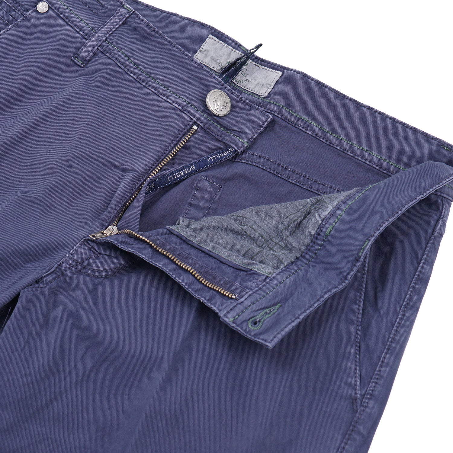 Luigi Borrelli Men's Slim Fit Twill Cotton Jeans - Comfortable Stretch Denim Pants for Casual Wear & Office Style