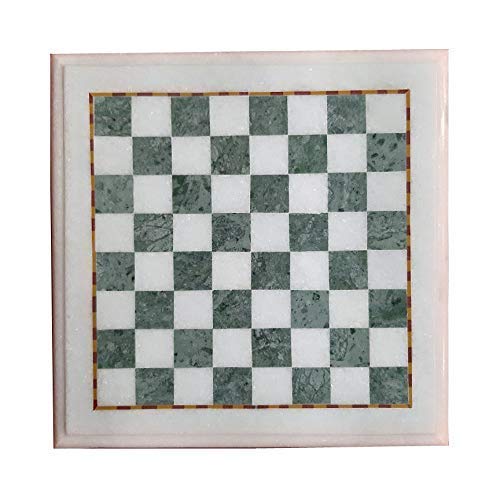 Custom White & Green Marble Chess Board - Handcrafted Inlaid Design - Tournament & Collector Size Options - Perfect for Home Decor, Gifts & Chess Enthusiasts - Ideal for Living Rooms, Game Nights & Chess Tournaments