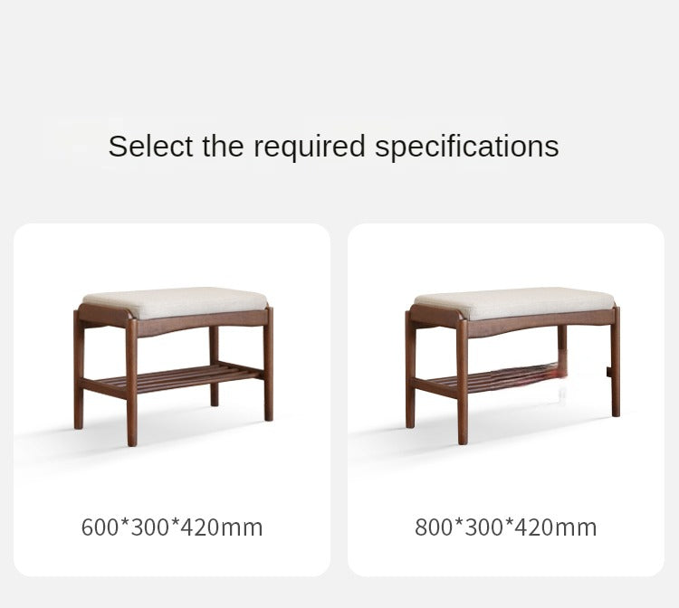 Solid Black Walnut Wood Shoe Bench - Durable Entryway Stool for Shoe Changing & Home Decor | Perfect for Hallway, Bedroom & Mudroom Organization