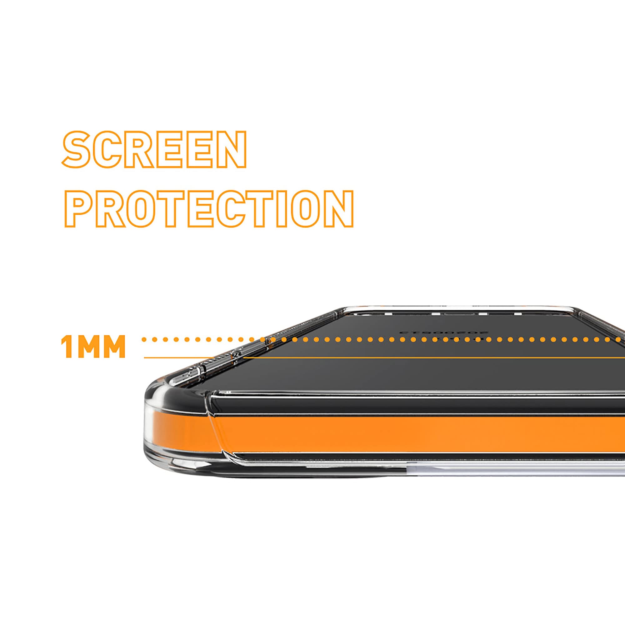 ARMOR Signature Crystal Clear iPhone 12 Pro/12 Case with Orange Tape - Slim Protective Cover for Everyday Use, Work & Travel