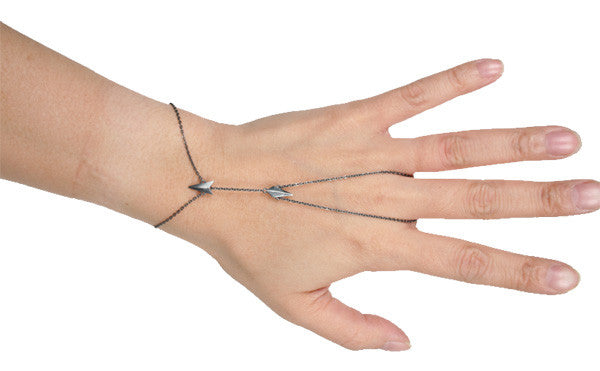 D'Arling Oxidized Silver Finger Bracelet - Elegant Adjustable Ring for Women, Perfect for Parties, Weddings & Everyday Wear
