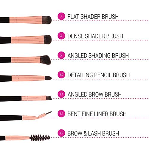 BH STUDIO PRO Makeup Brush Set - 13 Piece Rose Gold Signature Brushes with Holder (Black) | Perfect for Professional Makeup Artists & Beauty Enthusiasts | Ideal for Contouring, Blending & Full Face Makeup Application
