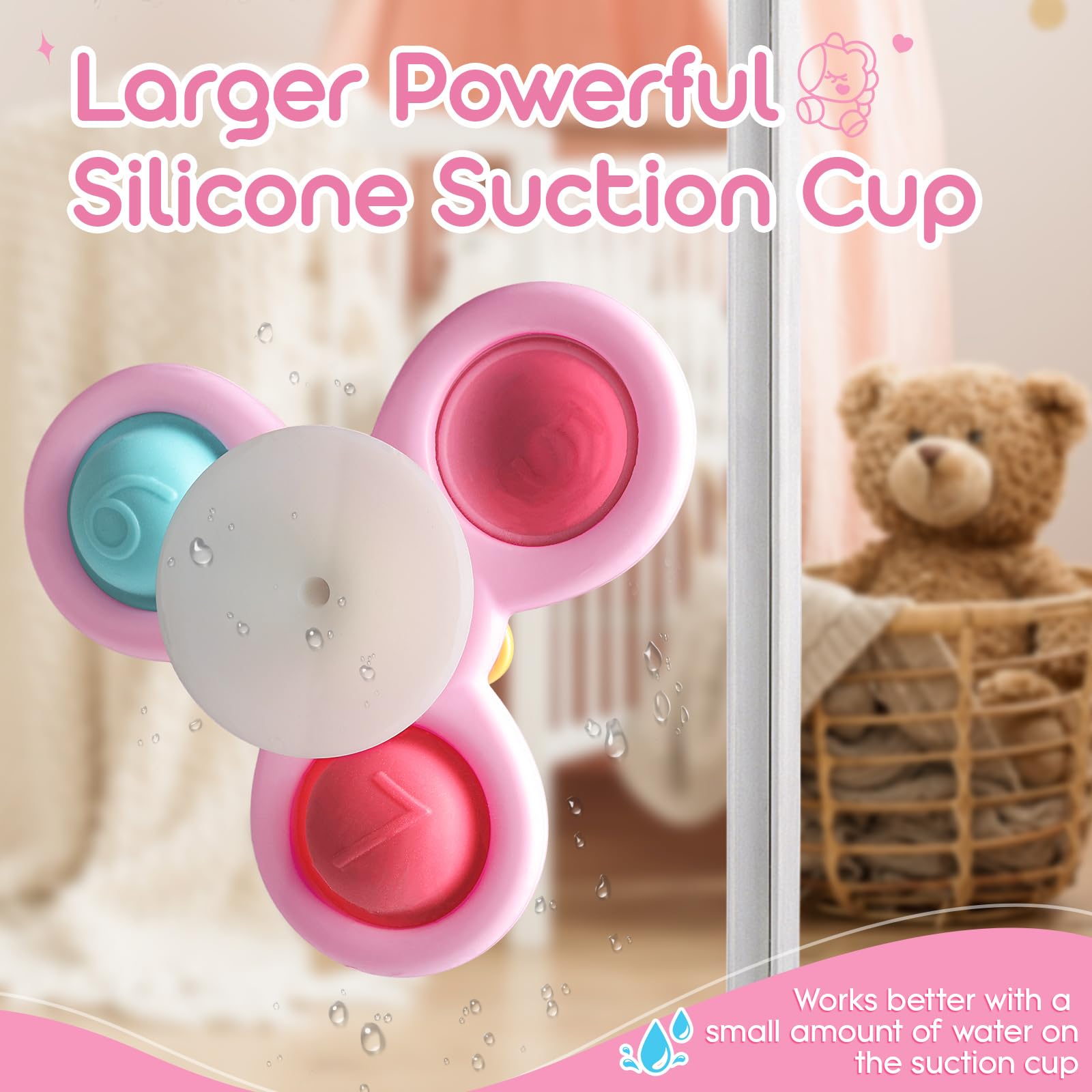 ALASOU 3PCS Pop Suction Cup Spinner Toys for Toddlers 1-3 Years - Sensory Bath Toys & Novelty Spinning Tops for 1 Year Old Boys Girls - Perfect Baby Shower Gift & 12-18 Month Birthday Present - Fun Learning Toy for Bathtime, Playtime & Early Childhood Development