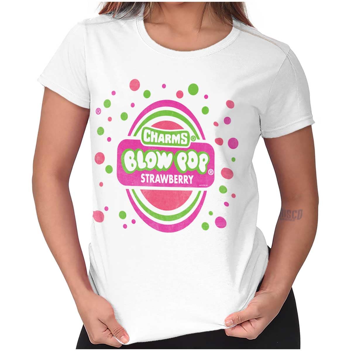Brisco Brands Strawberry Bubblegum Blow Pop Women's Graphic T-Shirt | Cute Junior Tee for Casual Wear, Parties & Street Style