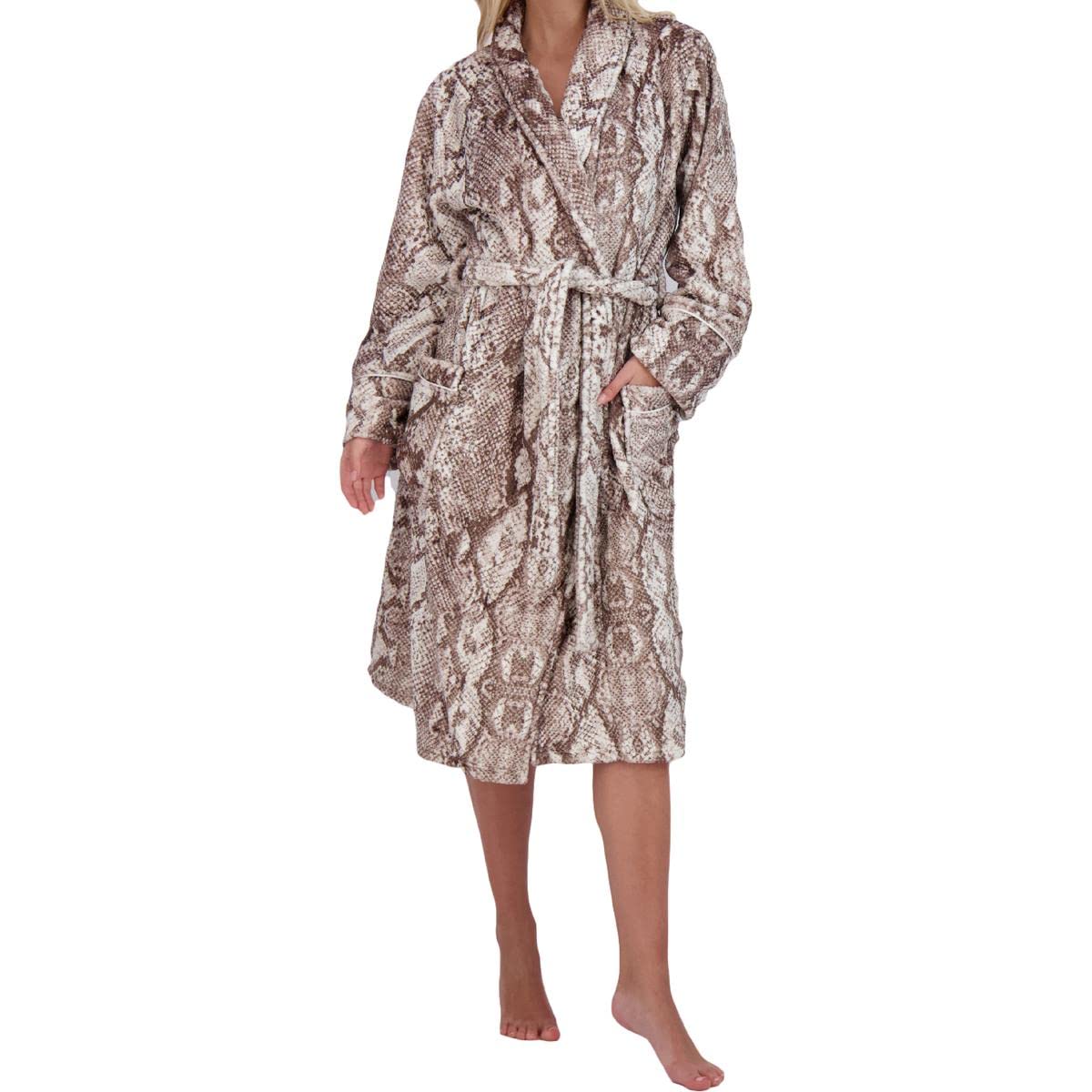 PJ Salvage Women's Luxe Plush Robe - Soft Fleece Bathrobe for Spa, Lounge & Relaxation at Home - Cozy Winter Robe with Pockets