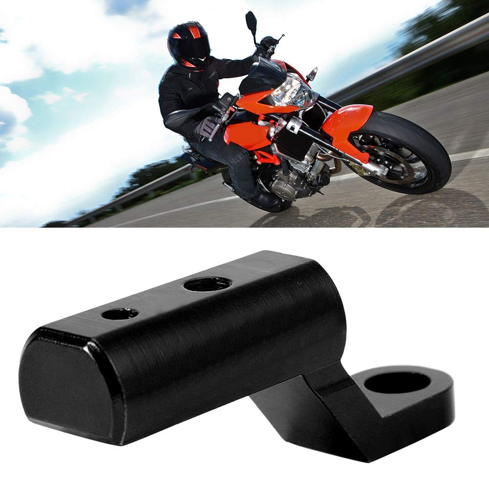 Motorcycle Mirror Extensions & Mount Bracket - Black for Enhanced Rearview Safety