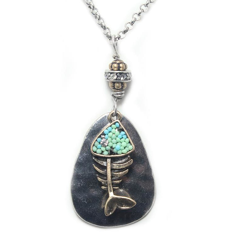 Fish Bone Necklace Set - Handmade Boho Jewelry for Women, Trendy Statement Piece - Perfect for Festivals, Parties, and Everyday Wear