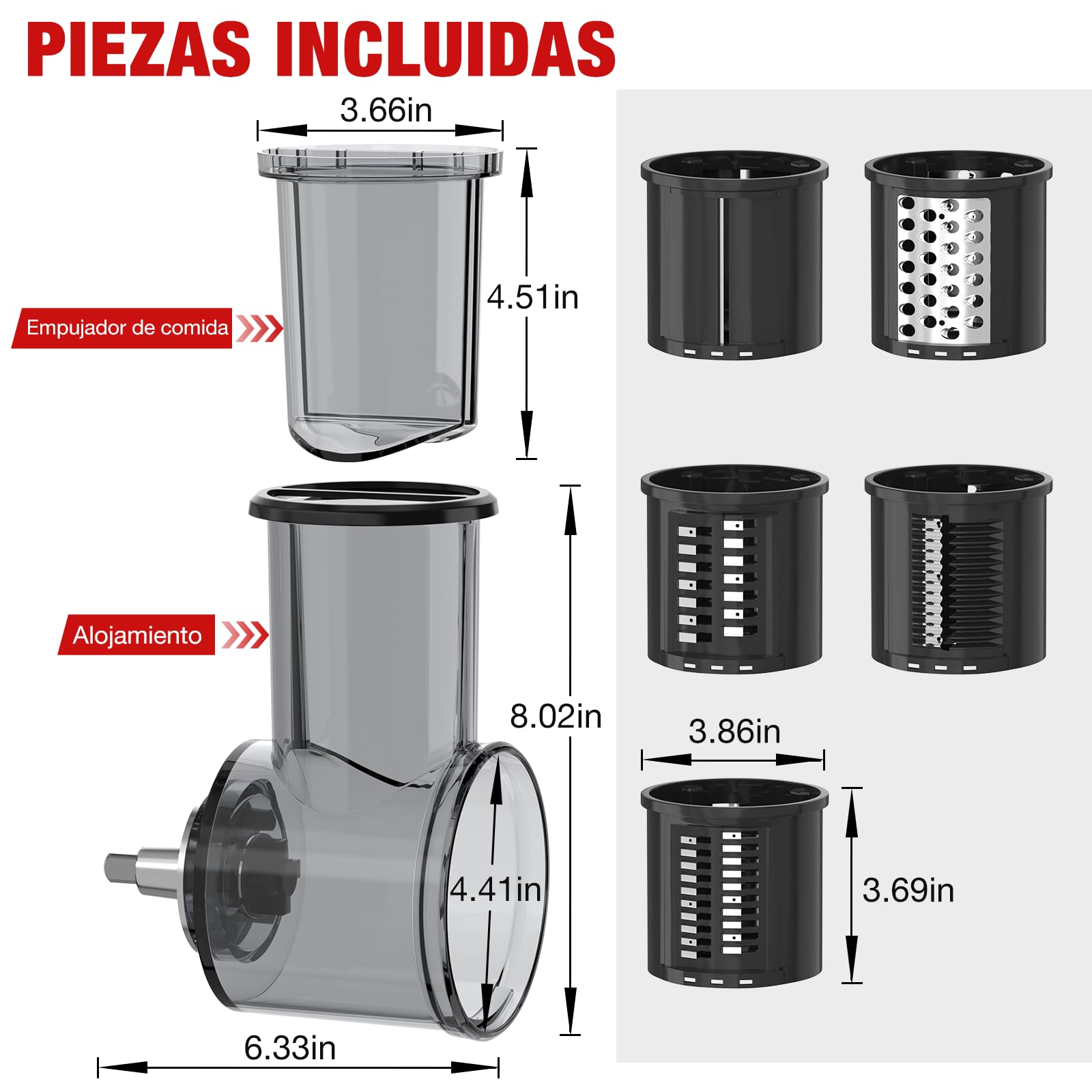 KitchenAid Stand Mixer Slicer Shredder Attachment - 5 Blades for Cheese Grating, Vegetable Slicing & Salad Prep | Compatible with KitchenAid Mixers | Perfect for Meal Prep, Party Platters & Healthy Cooking