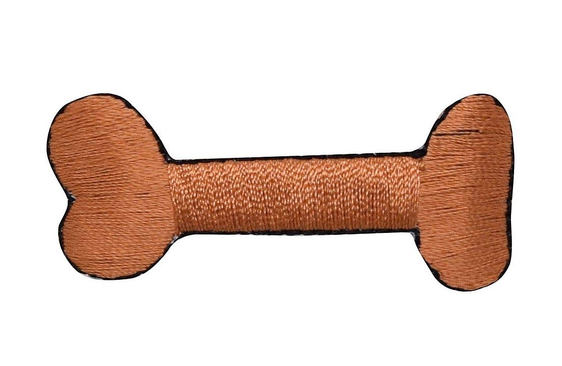 Small Brown Dog Bone Embroidered Iron-On Patch for DIY Clothes, Hats & Backpacks - Perfect for Pet Lovers & Craft Projects