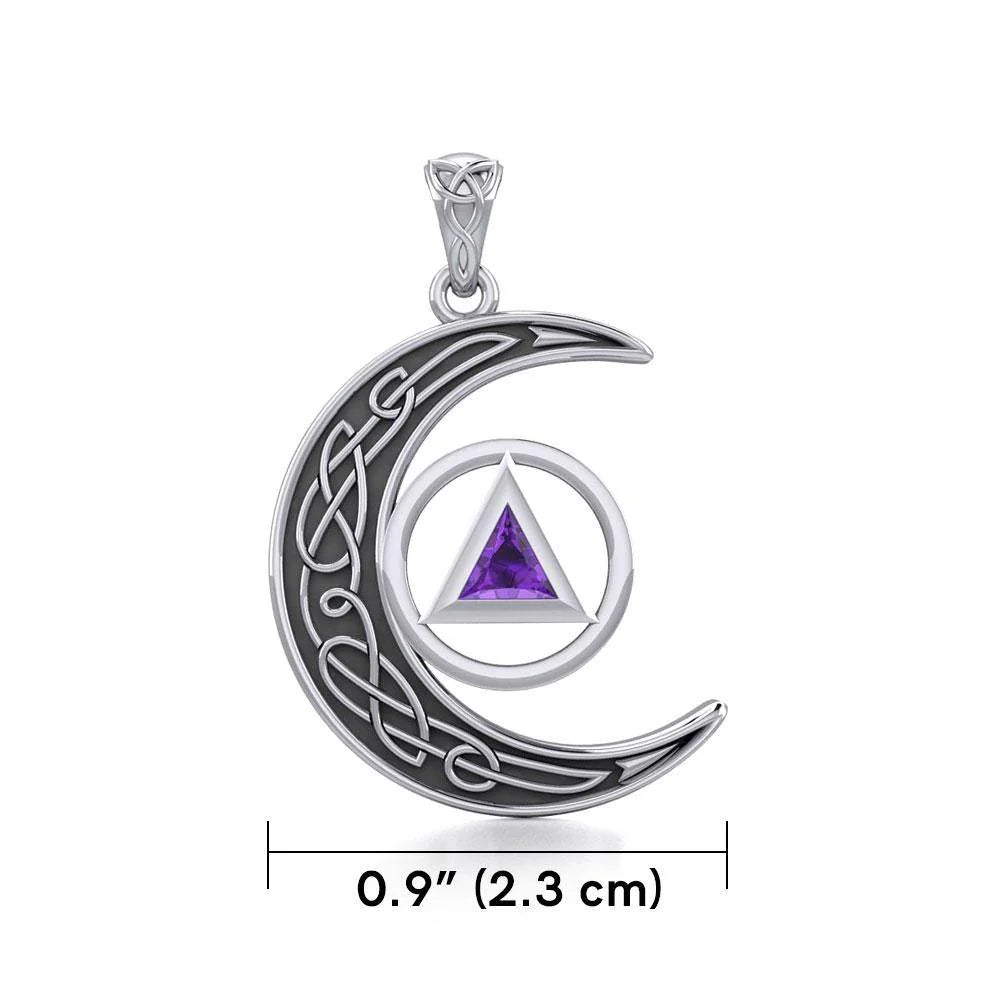 Celtic Crescent Moon Spiritual Key Pendant Necklace - Stainless Steel Protection Amulet for Healing & Recovery (TPD5843) - Perfect for Meditation, Energy Cleansing & Spiritual Gifts