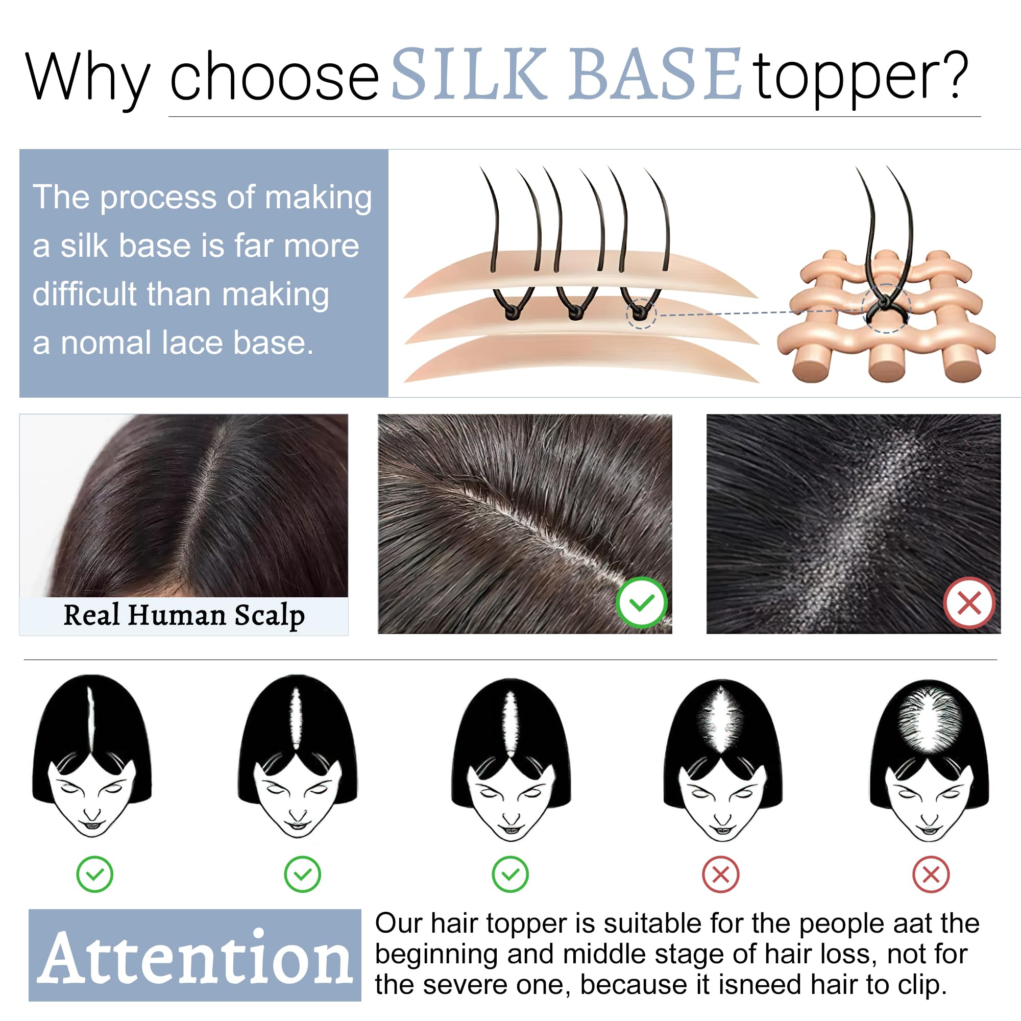 Human Hair Toppers for Women with Bangs - 7x13cm Silk Base Clip-In Hairpiece for Thinning Hair | 18 Inch Dark Brown Wiglet | Perfect for Daily Wear, Parties & Special Occasions