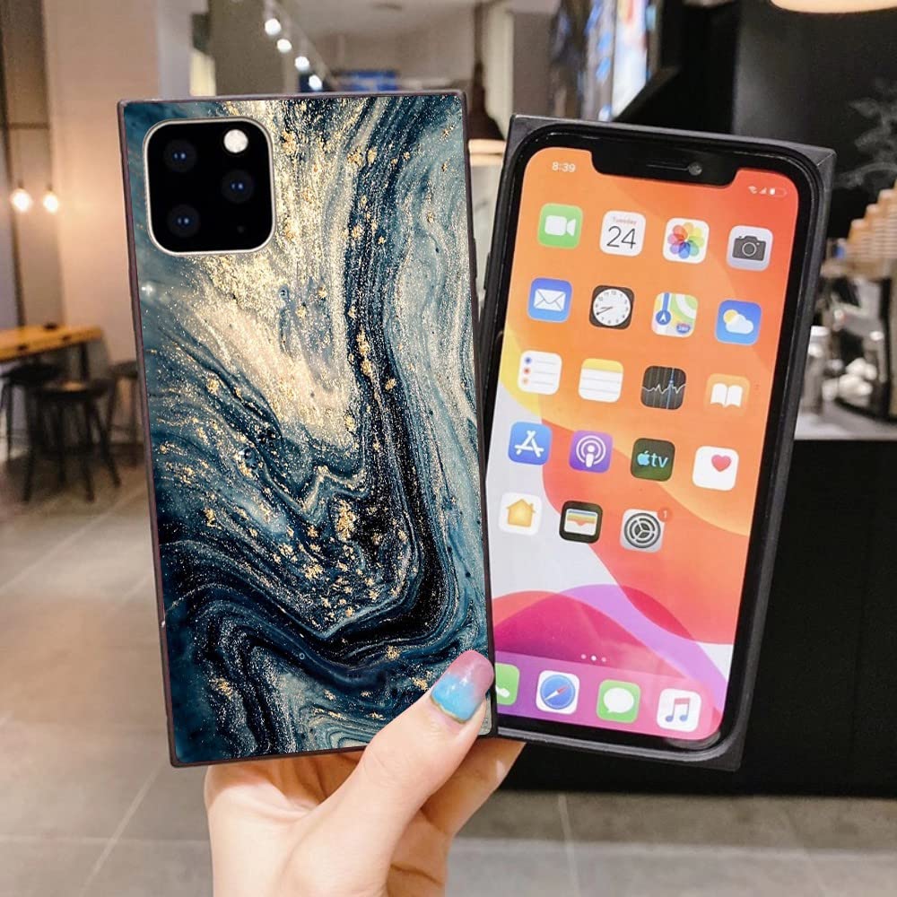Luxury Marble Blue & Gold iPhone 11 Pro Max Case - Shockproof Silicone TPU Protective Cover with Premium Design for Men & Women | Perfect for Office, Travel & Everyday Use (6.5 Inch)