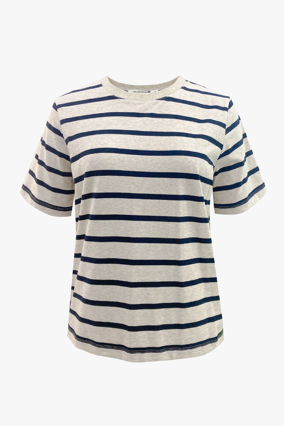 Stylish Ecru Navy Stripe Boxy Fit Tee - Casual Loose Fit Cotton T-Shirt for Women | Perfect for Everyday Wear, Weekend Outings & Layering