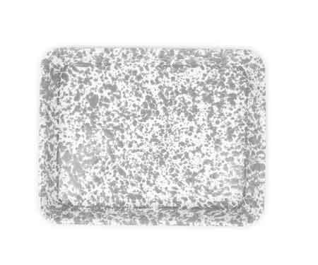 Crow Canyon Small Rectangle Enamel Tray - Gray Marble Design | Durable & Stylish Serving Tray for Dining, Kitchen, or Home Decor | Perfect for Entertaining, Parties & Everyday Use