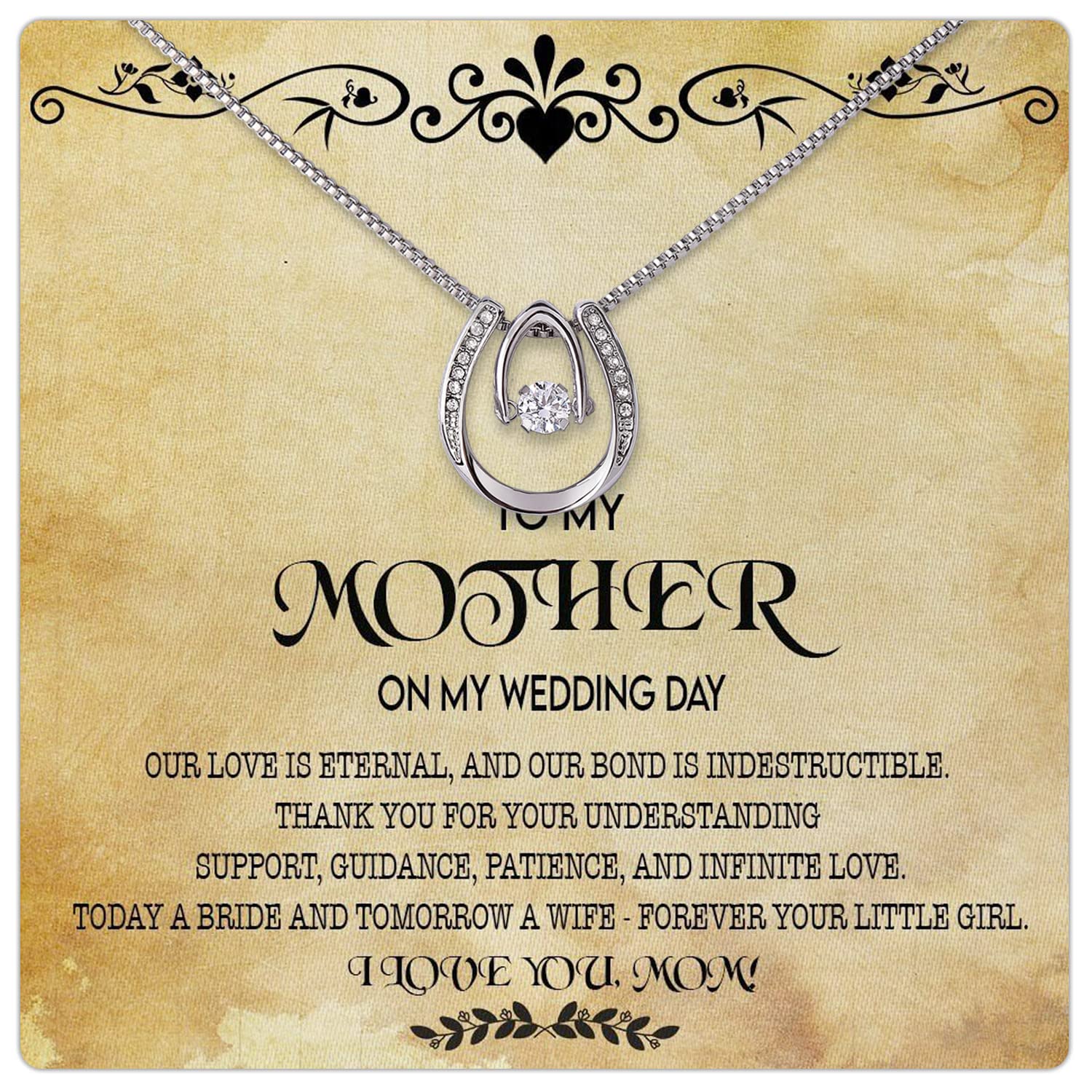 Mother of the Bride Necklace Gift Set - Meaningful Jewelry with Engraved Message Card & Elegant Gift Box | Perfect Wedding Present from Daughter to Mom | Ideal for Bridal Shower, Rehearsal Dinner & Mother's Day